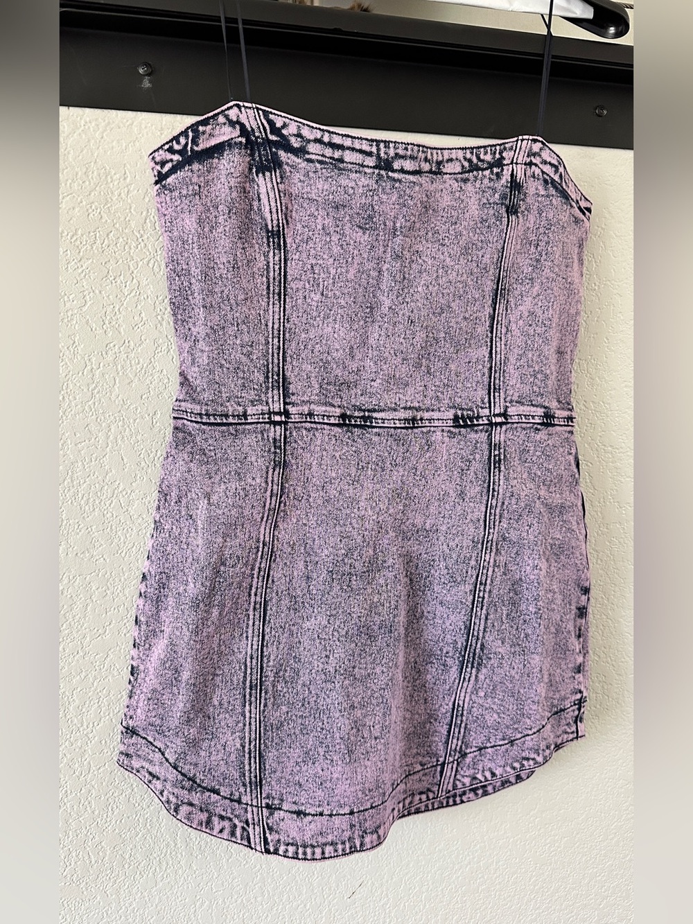 NWT Amanda Uprichard Joss Dress in Acid Pink Strapless Denim Mini Dress XL